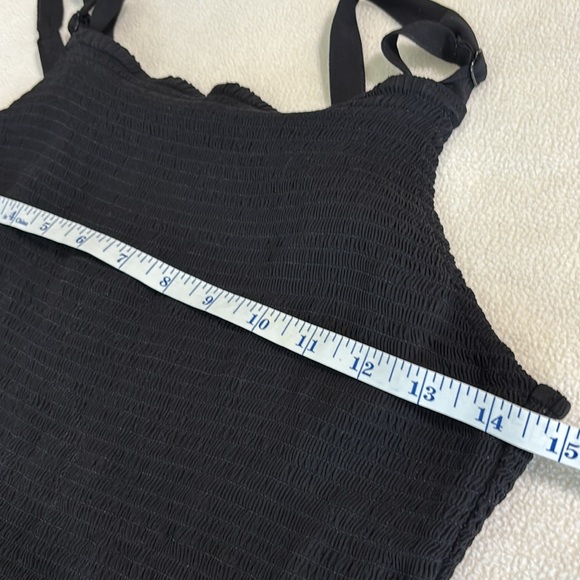Old Navy Black Cami Dress Elastic Ruching Adjustable Straps Skirt Size Medium - Picture 4 of 7